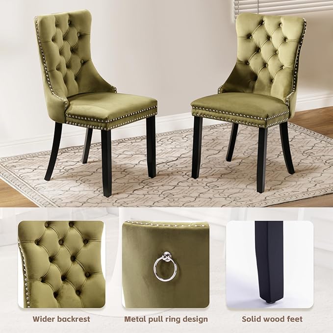 SoarFlash Kitchen Table and Chairs for 2, 31.5" Dining Table Set for 2 with Velvet Upholstered Chairs, 3 Piece Round Kitchen Dining Room Table Set for Small Space, Apartment