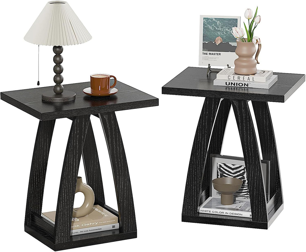 FROMJBEST End Tables Living Room, Side Table, Black End Table Set of 2
