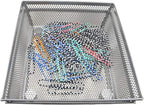 HAHIYO Stackable Mesh Tray Cup 6 x 6 x 2 inches Sturdy Container for Desk Drawer Organizer Collection for Home Office School kitchen Soft Foam Feet No Sharp Edges 2 Pack Silver