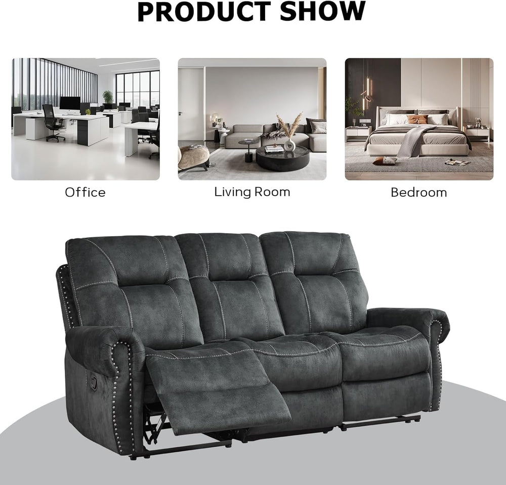 EBELLO 3 Pieces Reclining Couch Furniture Set for Living Room, Double 1 Seat ...