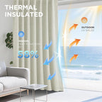 Joydeco Blackout Curtains for Bedroom - 100% Light Blocking 2 Panels Beige Drapes 100" W x 108" L, Thermal Insulated Room Darkening Curtains, Linen Textured for Living Room, Rod Pocket & Back Tabs