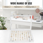 Velvet Ring Display Tray Organizer Box with Transparent Lid, 100 Slot Ring Holder Showcase For Store Display Jewelry Show Home, Ring Organizer For Rings Earrings (Ivory)