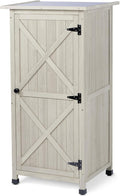 Wooden Outdoor Storage Cabinet, Vertical Garden Tool Shed with Waterproof Metal Roof & 2 Adjustable Shelves Ideal for Yard, Patio, Deck and Porch (Gray, 20" x 24" x 48")