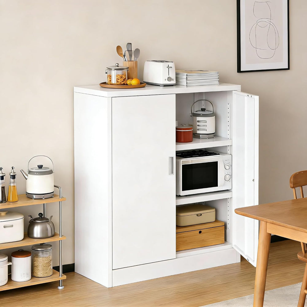 CJF Pantry Cabinet, Metal Pantry Storage Cabinets with Doors and 2 Adjustable...