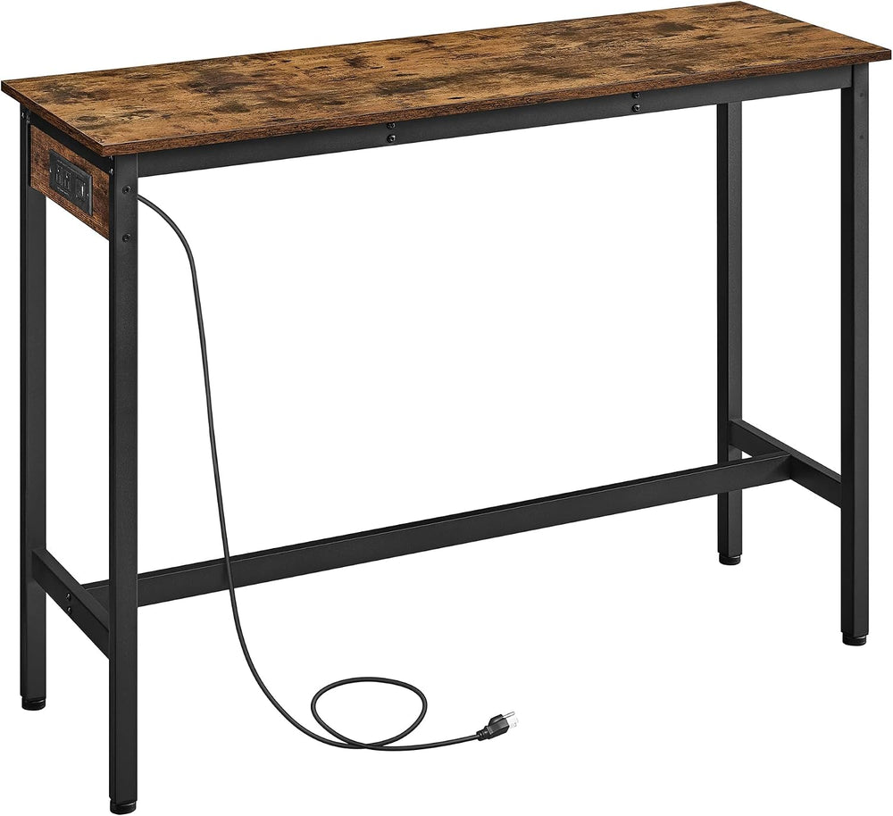 VASAGLE Bar Table with Power Outlets, Computer Desk, 47.2" W | Stable Me...