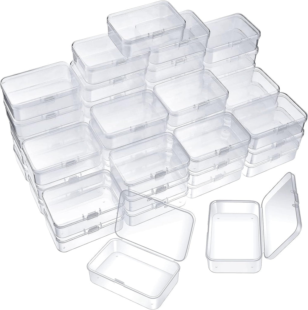 SATINIOR 48 Packs Clear Small Plastic Containers Transparent Storage Box with Hinged Lid for Small Items Crafts Jewelry (3.27x2.13x1.02 Inches)