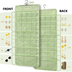 FOREGOER Hanging Jewelry Organizer with 88 Zippered Pockets, Dustproof Foldable for Travel, Accessories Organizer for Holding Jewelries, Earring Organizers and Storage (Green)