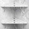 Shower Corner Shelf 304 Stainless Steel Shower Caddy 2 Tier Shower Organizer Niche Extra 6 Hangers Shelves 40 lbs Large Capacity Bathroom Storage for Inside Anti-Rust Drilling Installation(White)