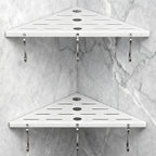 Shower Corner Shelf 304 Stainless Steel Shower Caddy 2 Tier Shower Organizer Niche Extra 6 Hangers Shelves 40 lbs Large Capacity Bathroom Storage for Inside Anti-Rust Drilling Installation(White)