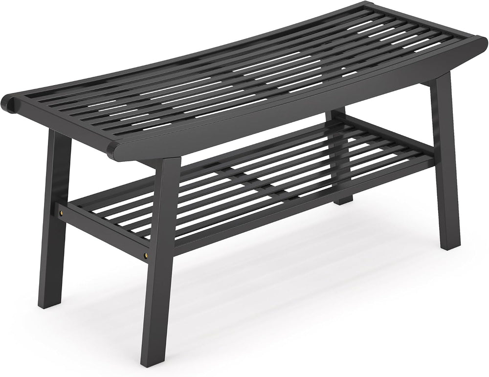 Bamboo Dining Bench Indoor Long Bench Sturdy & Comfortable Indoor Storage...