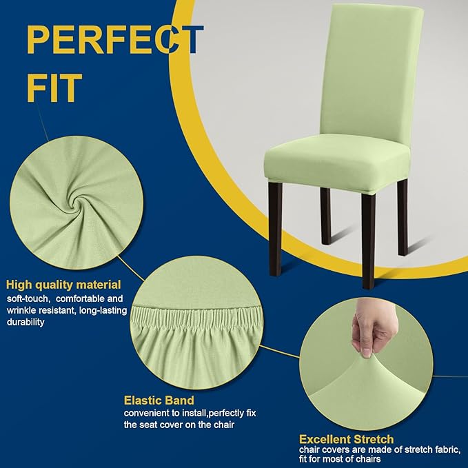 Chair Covers, Stretch Kitchen Chair Covers/Dining Room Chair Covers Set of 8, Removable Washable Dining Chair Slipcovers for Home, Hotel, Banquet