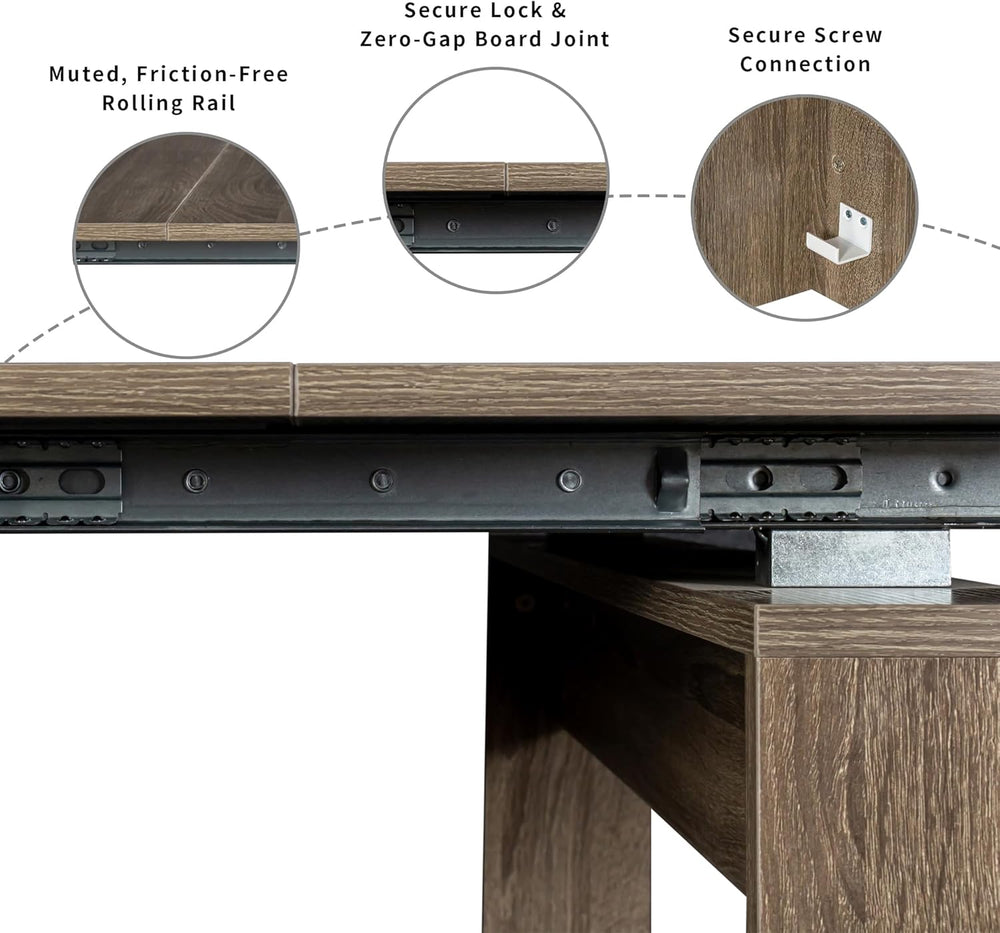 Extendable Dining Table, Transformer Extra Console Table for 1-12 People, Fol...