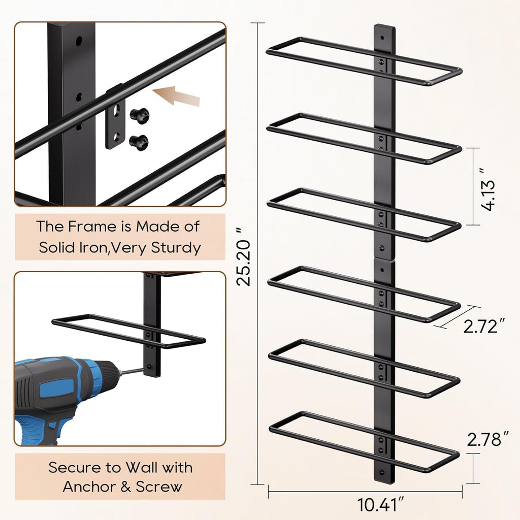 B4Life Wine Rack Wall Mounted 6 Bottles, Metal Hanging Wink Racks for Wall | Collectors, Liquor, Champagne, Under-Stair Walls, Wine Cellars, Decorative Display With Empty Bottles, Home Bar, Cellar