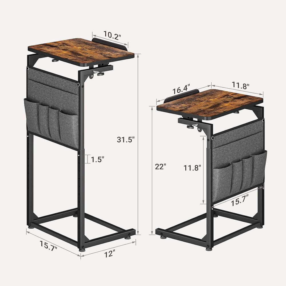 ELYKEN TV Tray Table Sets, Adjustable Height & 90° Tilt Narrow Side Table...