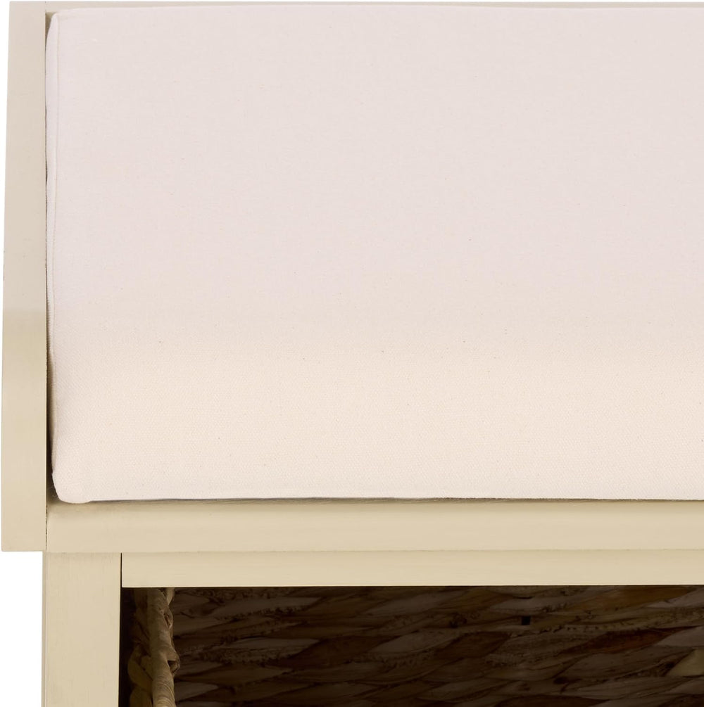 SAFAVIEH Furniture - Freddy 2-Basket Storage Bench - Sand - Solid Wood - Coas...