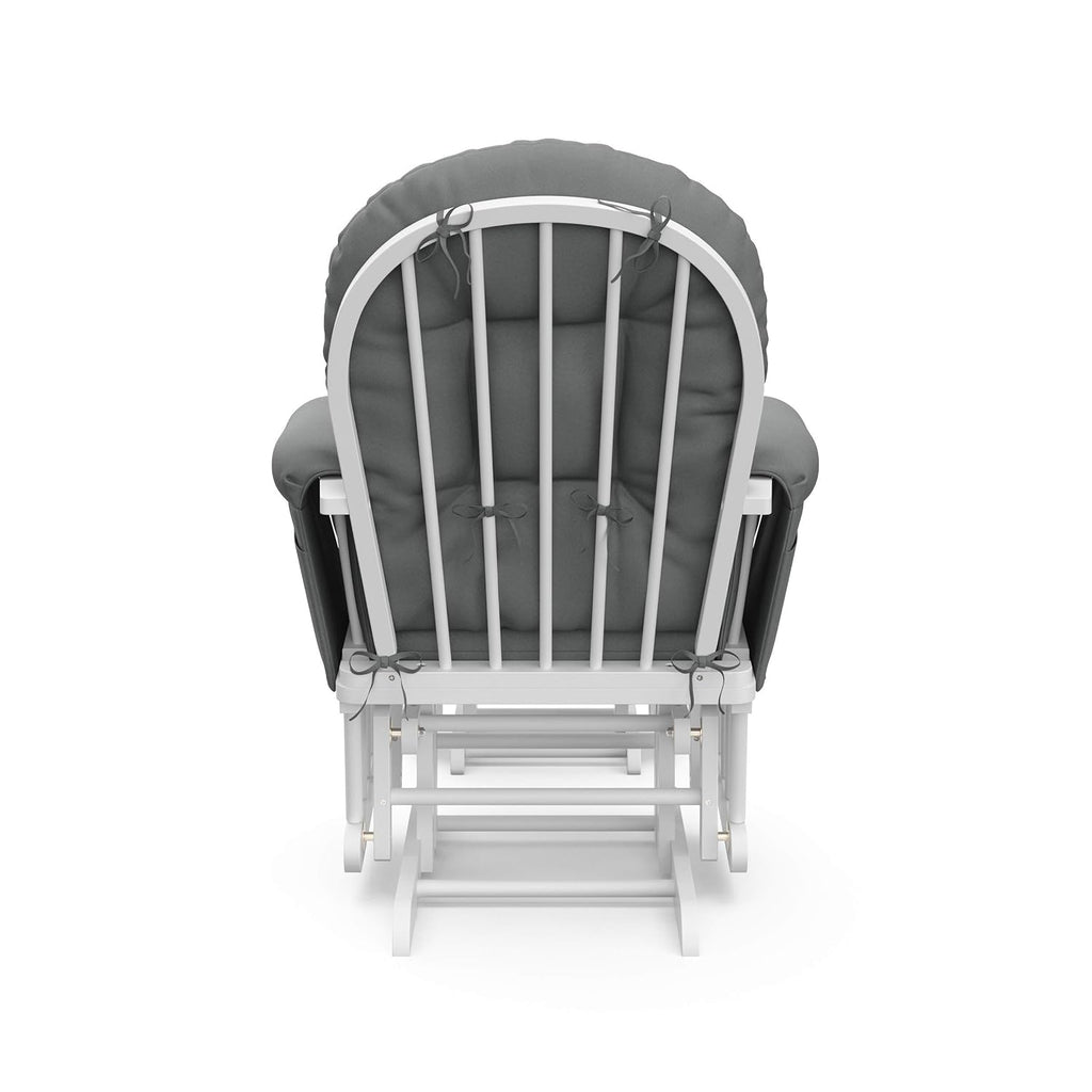 Storkcraft Premium Hoop Glider & Ottoman (White/Gray) — GREENGUARD Gold Certified Nursery Glider, Solid Wood Craftsmanship, Smooth-Gliding, Award-Winning