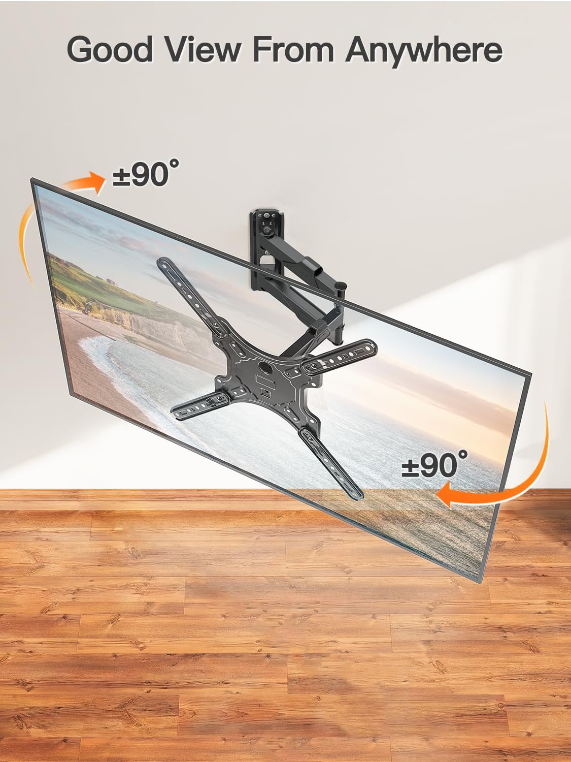 ELIVED TV Wall Mount for Most 26-60 Inch TVs, Wall Mount Bracket Max VESA 400x400mm, Swivel and Tilt Full Motion TV Mount with Single Stud Perfect Center Design, Corner Mount Holds up to 77 lbs.