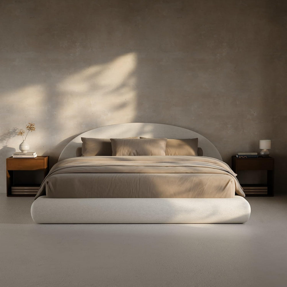 RECCI AirFrame Half-Moon Upholstered King Platform Bed Frame