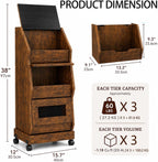 Rustic Farmhouse Pantry Cabinet with Wheels, Wooden Kitchen Storage Organizer for Potatoes, Onions and Bread, Rolling Produce Storage Cabinet for Fruits, Vegetables and Snacks
