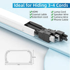 Yecaye 235in Wall Cord Hider for 3-4 Cords, On-Wall Cord Cover Channel, Long Cable Concealer, Cable Cover Cords Management for Home Office, W1.18in H0.63in, White