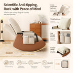 Nursery Glider Rocking Chair Rocking Chair with Foot Rest Nursery Chair, Wear Resistant Washable Corduroy Cover Ergonomic Foldable Stable Frame for Apartment Nursery