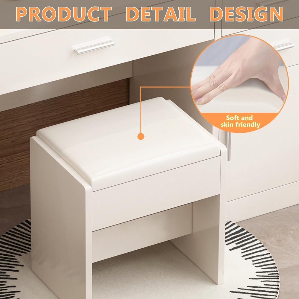 Makeup Vanity Desk set with LED Lights Mirror Chair