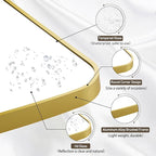 Matte Gold Mirror, 26x38 Inch Brushed Gold Mirror, Aluminum Alloy Framed Vanity Mirror, Rounded Rectangle Bathroom Mirror for Over Sink, Anti-Rust Wall Mirror (Horizontally or Vertically)