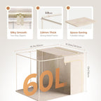 3Pack 60L Large Cloth Storage Bins with Metal Frame, Linen Storage Box with Clear Window, Stackable Sweater Storage for Closet, Clothes Containers for Comforters, Blankets, Quilts, T-shirt