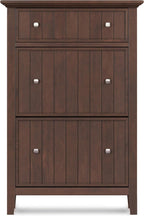 SIMPLIHOME Acadian 2-Seater Storage Bench and Cabinet Set in Brunette Brown