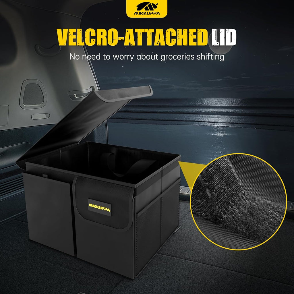 MIKKUPPA Car Trunk Organizer - 35L Collapsible Trunk Organizer with Lid, Sturdy Car Storage for SUV Auto Truck Van (Black, 2Pack)