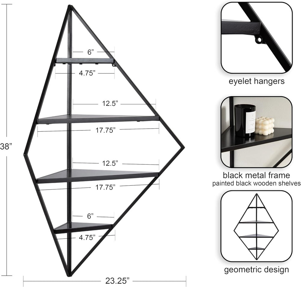 Kate and Laurel Melora Modern Glam Corner Shelf; 24 x 17 x 38; Black; Contemp...