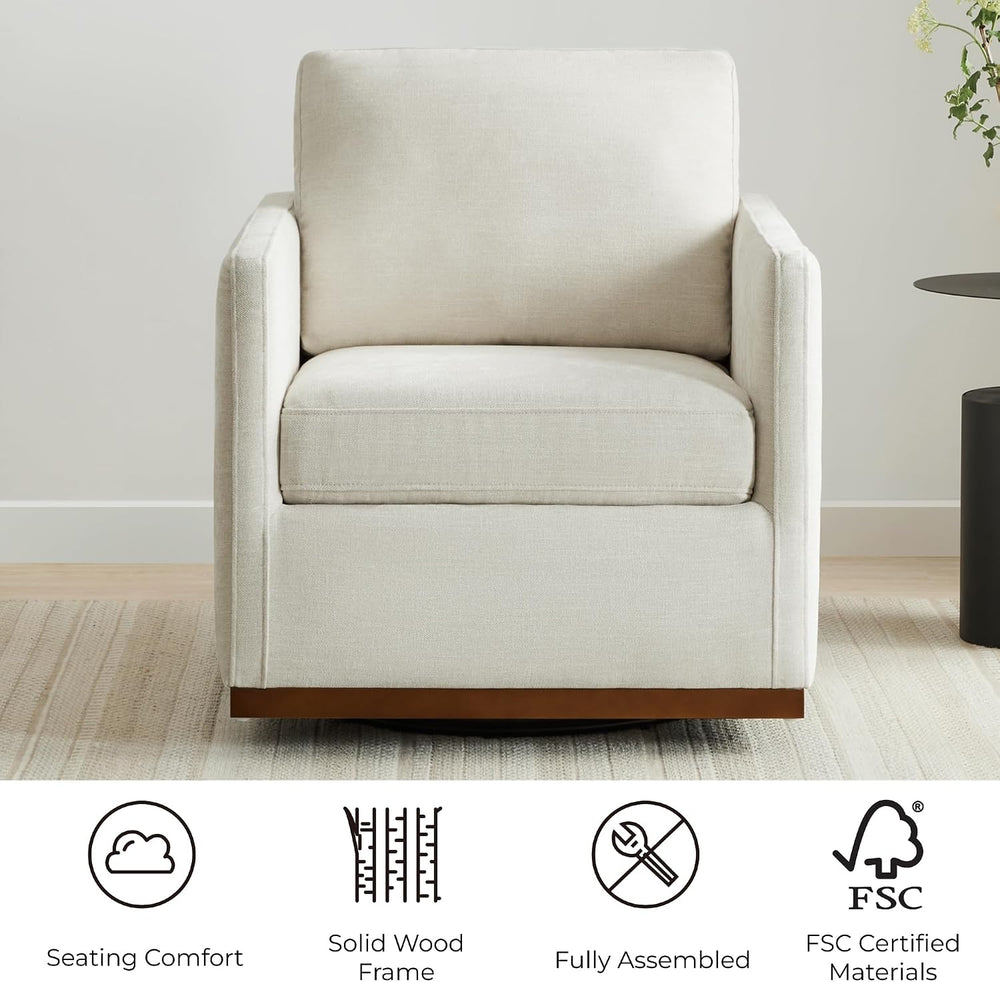 CHITA Swivel Accent Chair, FSC Certified Wood Frame, Fully Assembled, Linen |...
