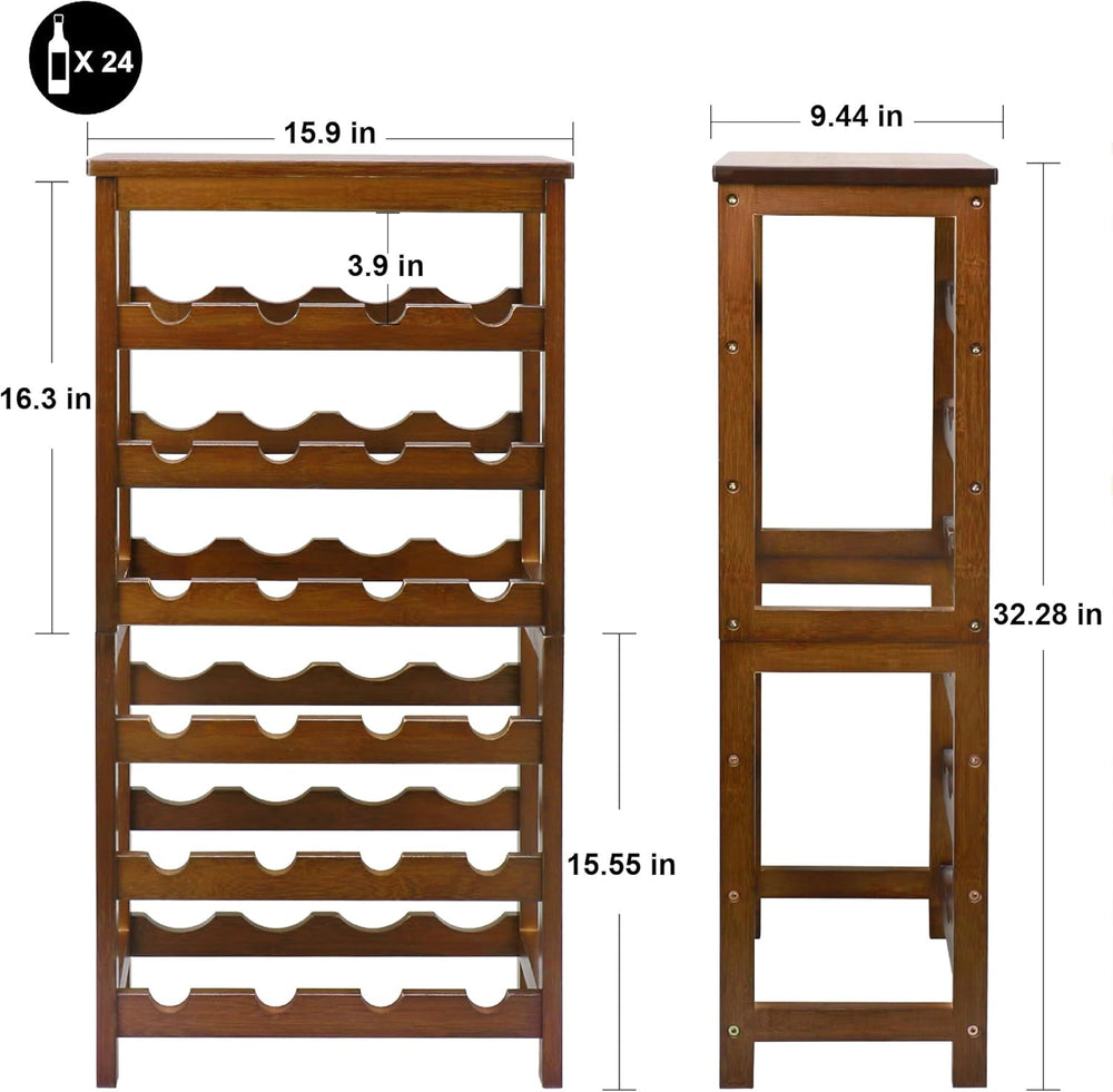 Wine Rack Freestanding Floor, 6-Tier Display Wine Storage Shelf | Holds 24 Bo...