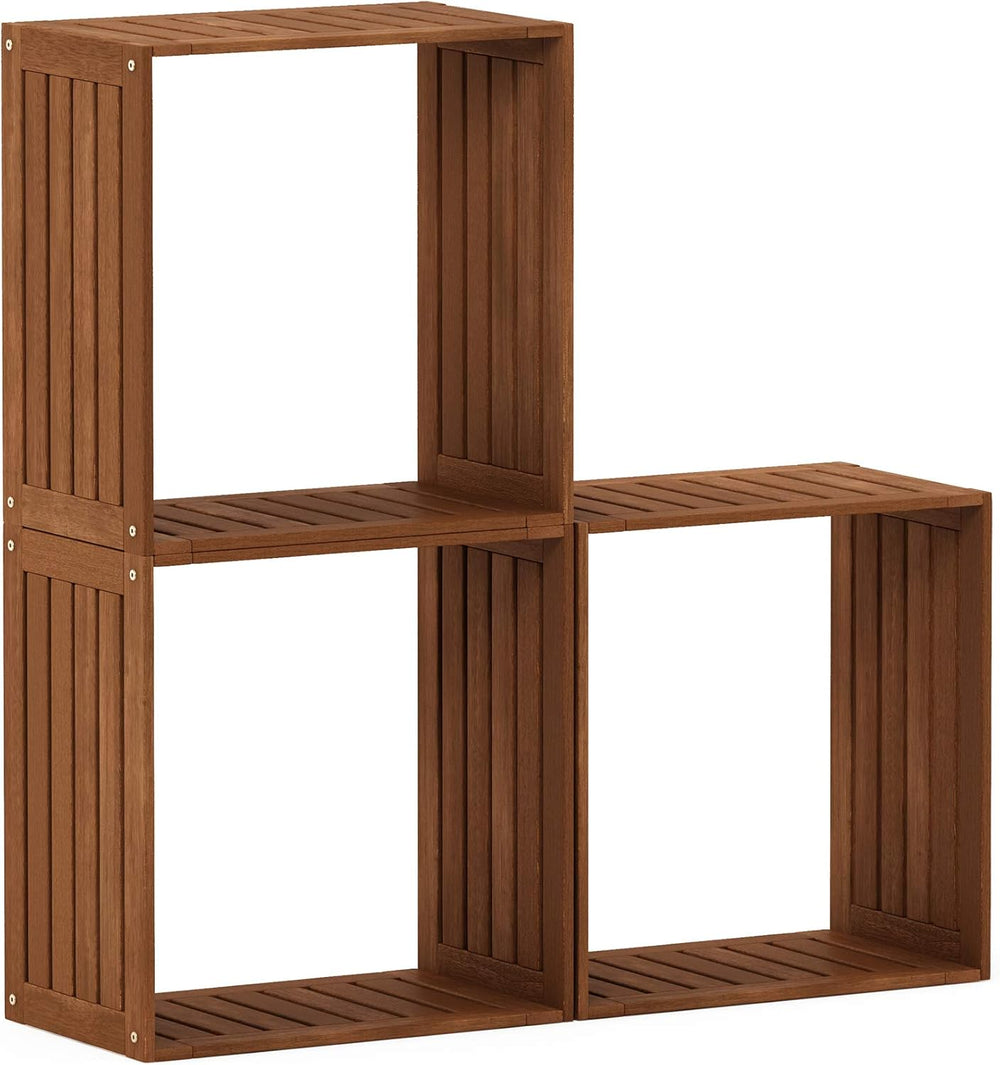 Furinno TIOMAN Outdoor Storage, Multipurpose Stacking Shelf in Teak Oil, for ...