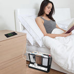 Bedside Caddy Hanging Bed Organizer Storage Bag Pocket with Power Strip Holder Multi-functional Organizer Caddy for Remotes Phone Glasses Magazines, Tablets, Accessories (7 pocket)