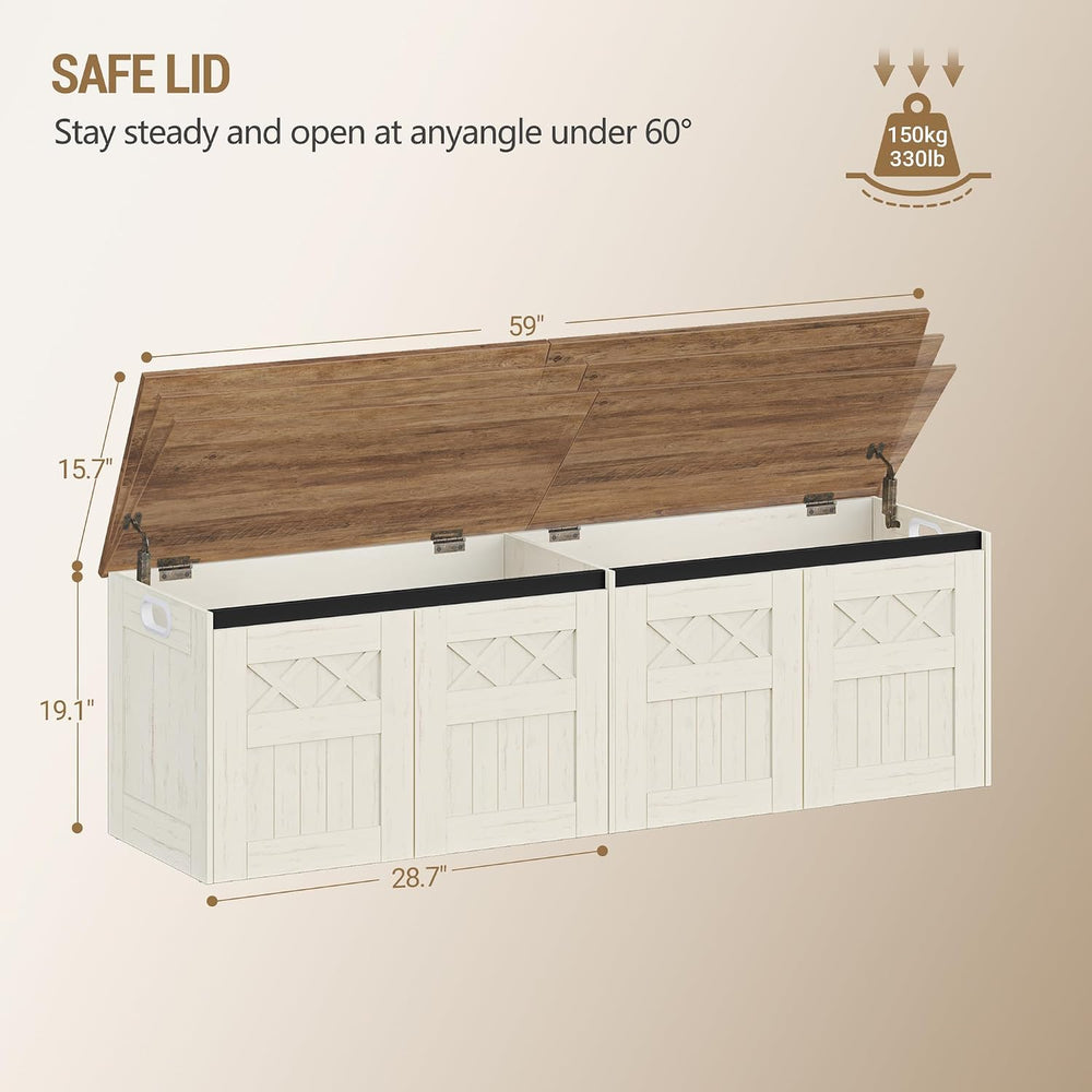 Hzuaneri 59" Farmhouse Storage Chest and Bench | 70 Gal | 330lb Seat