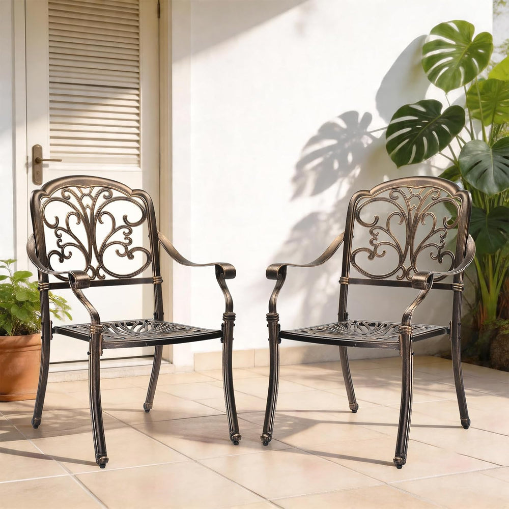 VINGLI Patio Chairs Set of 4 - Stackable Outdoor Cast Aluminum Dining Chairs ...