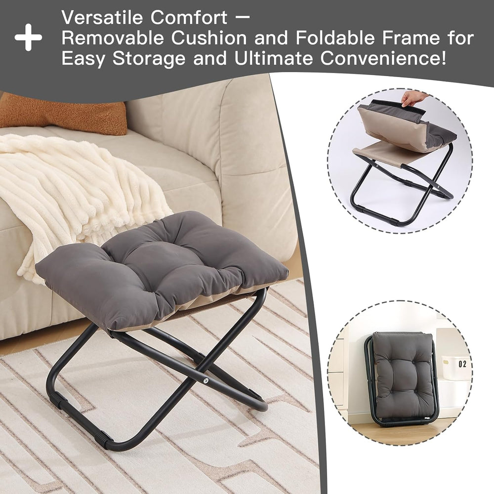LITA Folding Upholstered Footrest with Straight & Square Shape,Small Otto...
