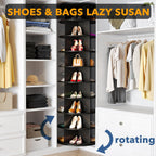 SpaceAid 9 Tier Rotating Shoe Rack Tower, Spinning Shoe Display Lazy Susan, Revolving 360 Shoe Rack Storage Round Carousel, Vertical Handbag Rotate Shoes Closet Organization (9-Tier Black)