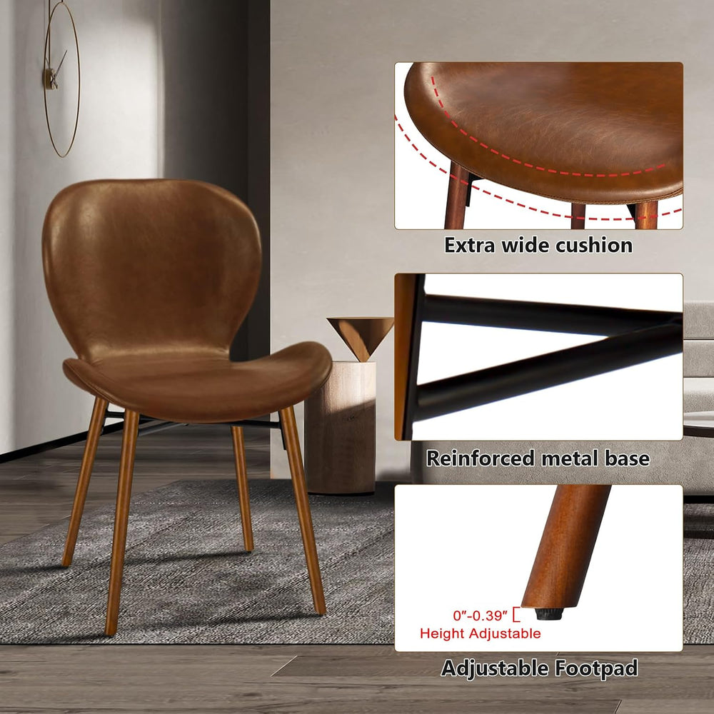 Modern Dining Chair Set of 4, Dining Room Chairs with Thick Cushions | Faux L...