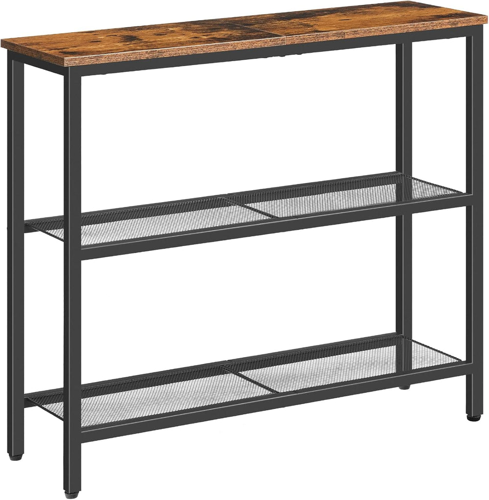 HOOBRO 29.5" Narrow Console Table, 3-Tier Entryway Table, Thin Sofa Tabl...