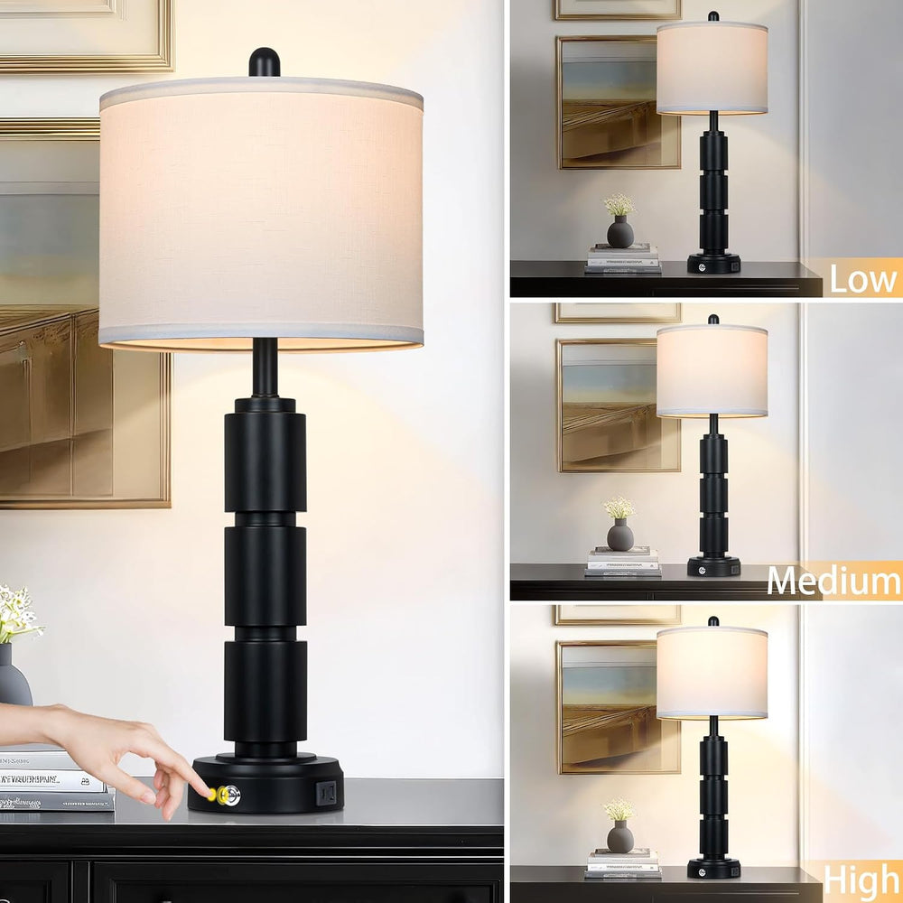 Set of 2 Modern Table Lamps for Living Room Bedroom,29" Tall Bedside Lam...