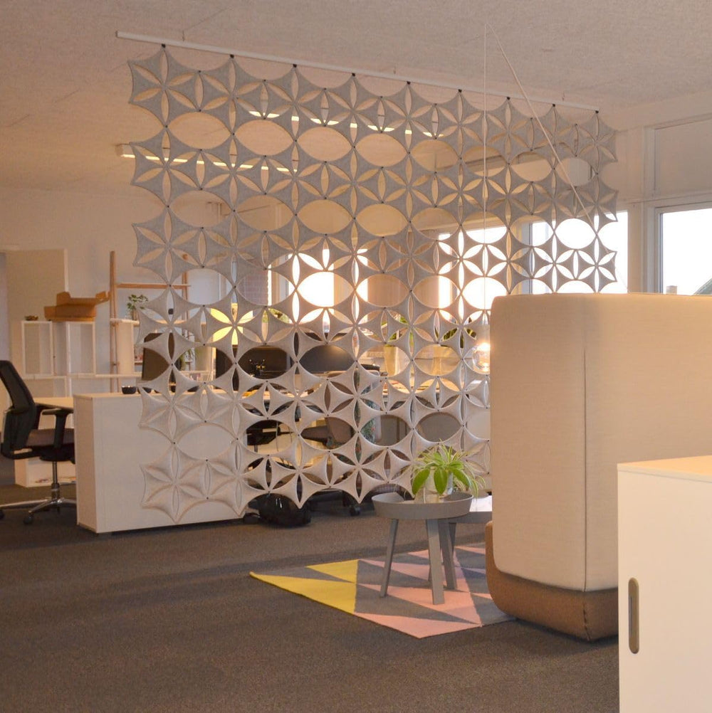 White 3D Flower Venus 14"x12" Hanging Room Divider Panel Felt Fiber...