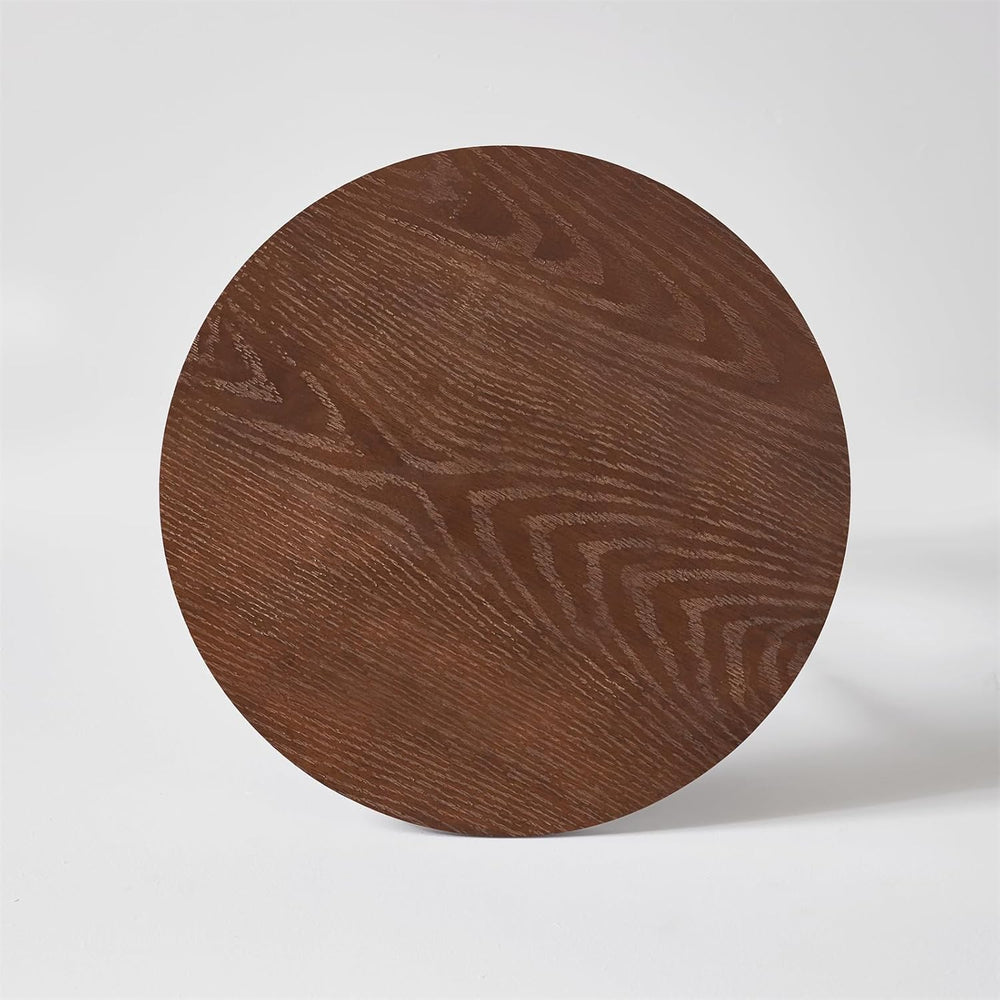 19.68 Inch Round Solid Wood Side Table, Walnut Brown, Modern Rustic Sofa End ...