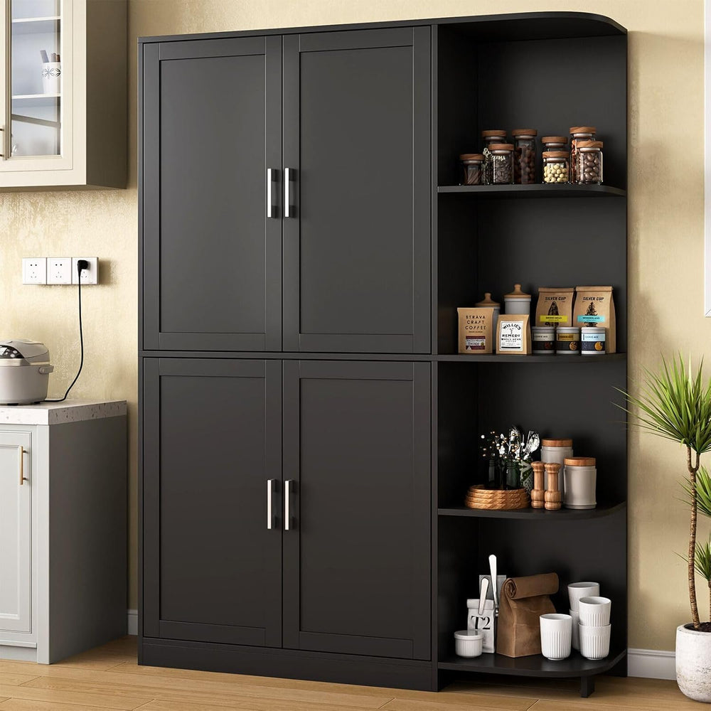 Loomie Kitchen Pantry Storage Cabinet, 64" Tall Freestanding Cupboard | ...