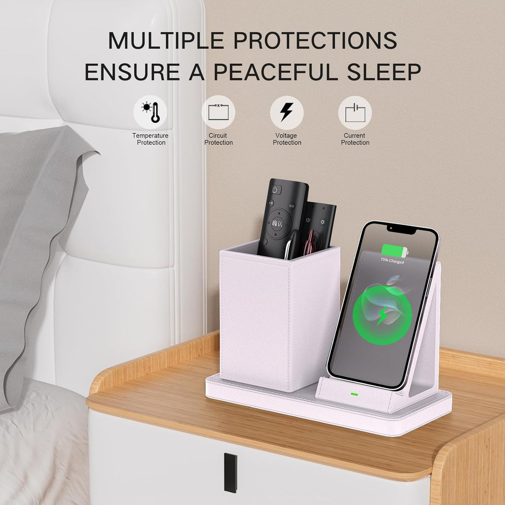 Desk Organizer with Phone Holder,White Multi-Functional Pencil Holder for Desk, Desk Organizers and Accessories for Office Art Supplies,Desk Phone Stand Charger for Desktop/Counter