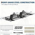 2 Pack 2x6 FT Garage Shelves Wall Mounted,1600 LBS Heavy Duty Wall Shelf with Adjustable Distance,for Garage,Kitchen Laundry,Shopping Mall and Tool Room,Black