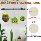 Wall Mounted Clothes Rack - 36" Industrial Pipe Clothing Garment Rack, Space - Saving Heavy Duty Detachable Black Iron Clothes Organizer, Multi-Purpose Hanging Rod for Closet Storage, 2 Base