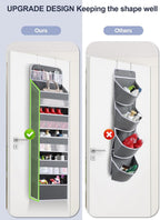 Over the Door Organizers - 5 Shelf Hanging Door Storage with 5 Spacious Pockets, Anti -Tilt 44 lb Load Behind Door Organizer for Bedroom,Nursery,Bathroom,Kitchen,Dorm,Pantry - 1 Pack,Grey