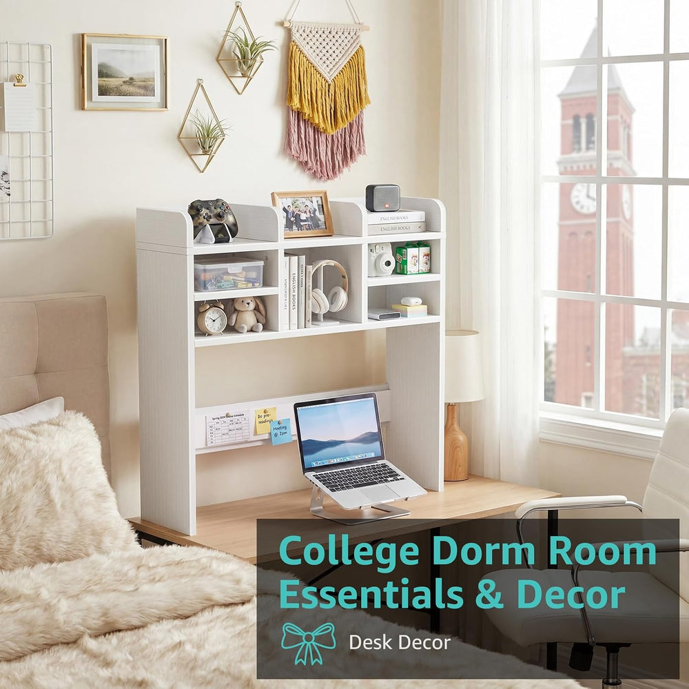 37 Inch White Desk Hutch Dorm Top Only with Felt Board for College